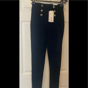 Black Hi rise Leggings with gold buttons